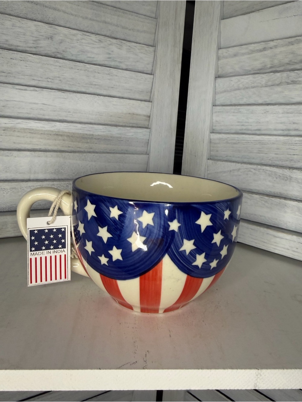 Patriotic Stars & Stripes Ceramic Bowl Mug
